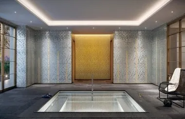 a front view of a house with wooden floor and windows