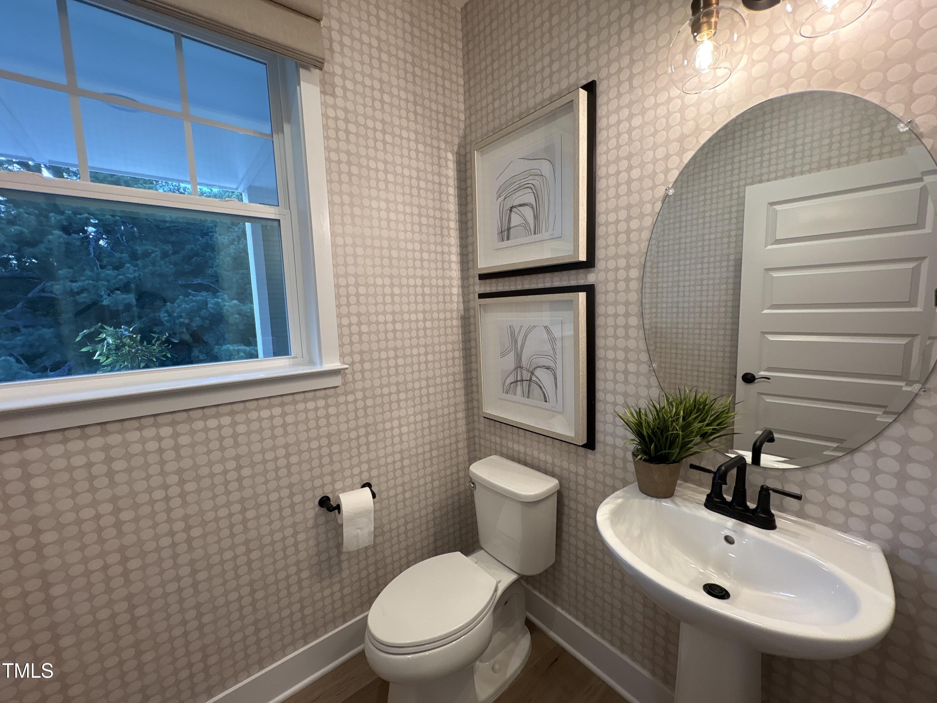 10907 Bayflower Way Raleigh, NC 27617 - Photo 8 of 22 a bathroom with a toilet sink and mirror