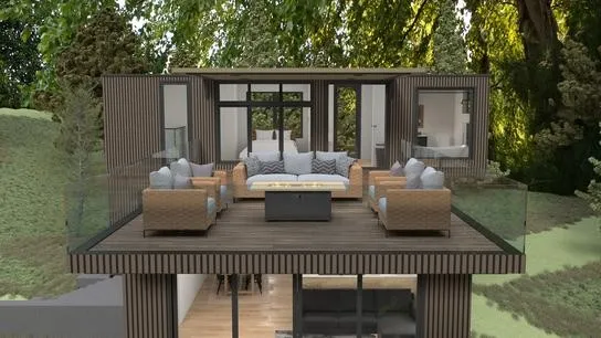 a view of a patio and deck in the patio