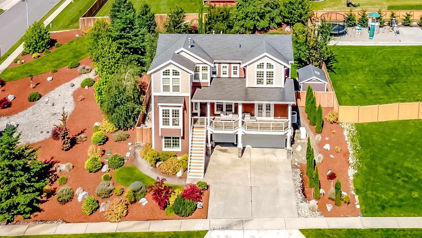 an aerial view of a house
