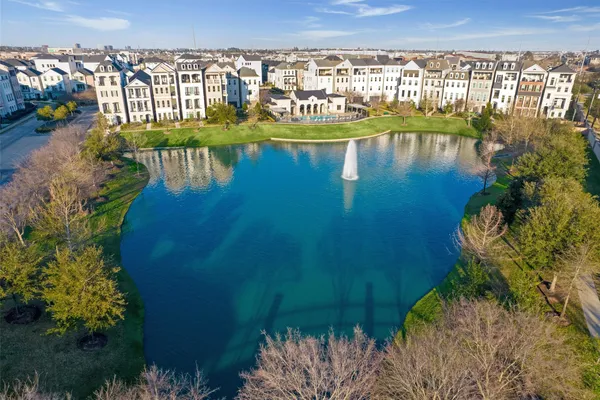 a view of a lake with a city view