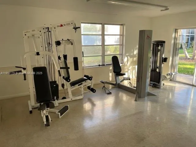 a view of a room with gym equipment