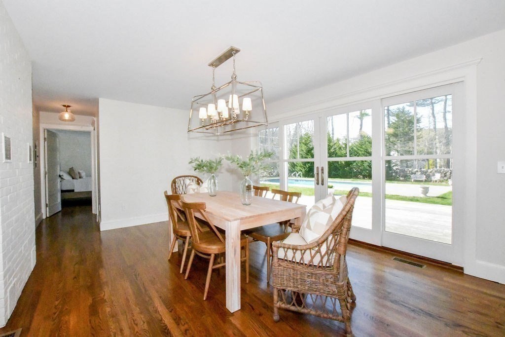 37 Holmes Street Marion, MA 02738 - Photo 10 of 37 a view of a dining room with furniture a chandelier and wooden floor