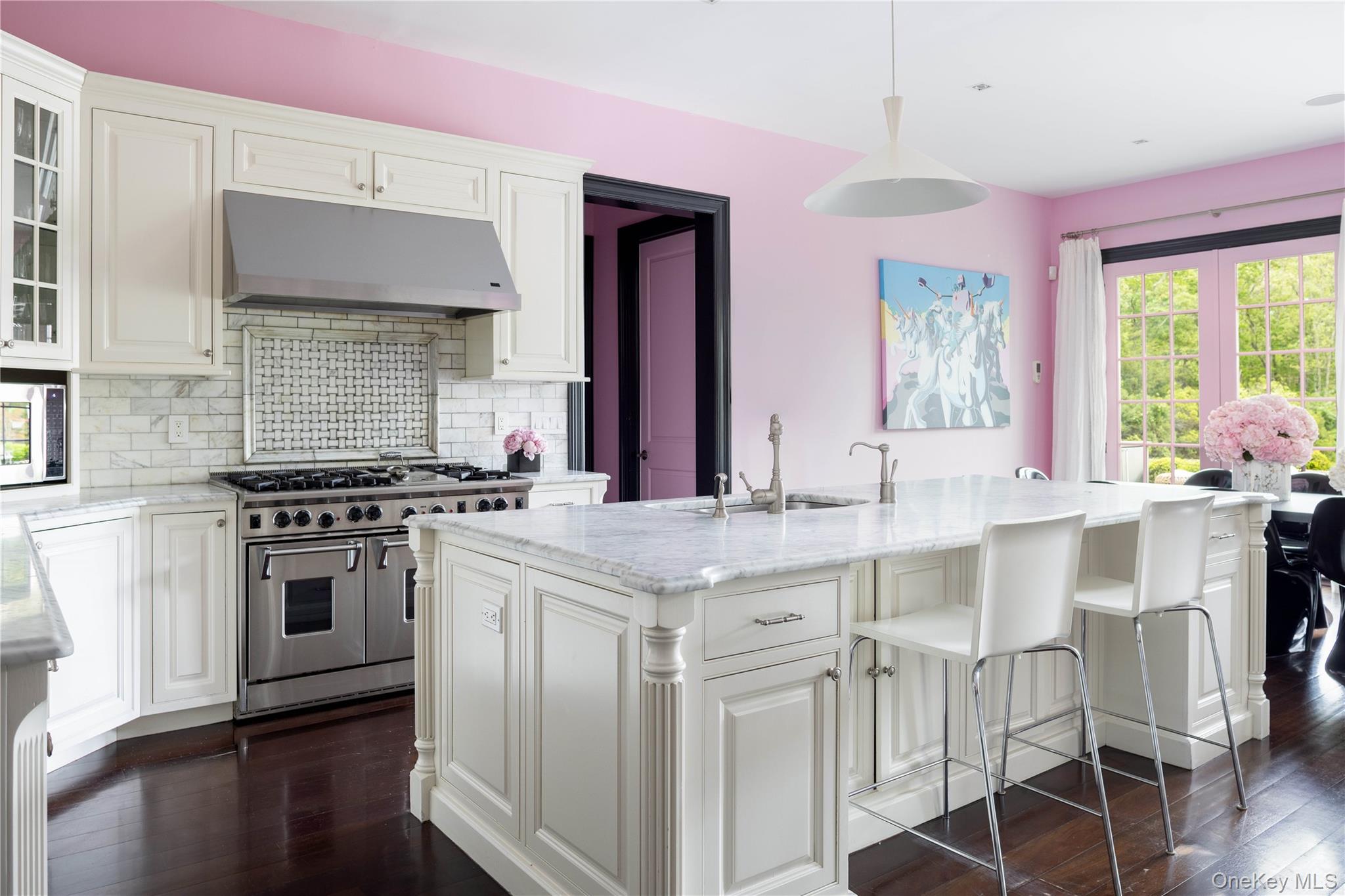 486 Middle Line Highway Bridgehampton, NY 11976 - Photo 7 of 25 a kitchen with stainless steel appliances granite countertop a stove a sink dishwasher and a refrigerator