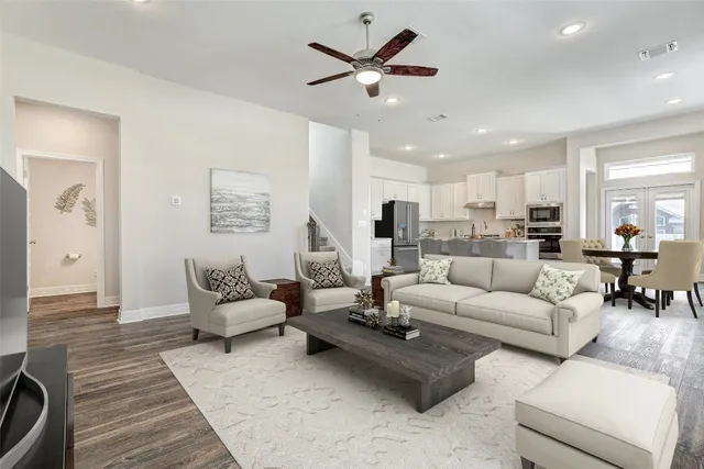 a living room with furniture