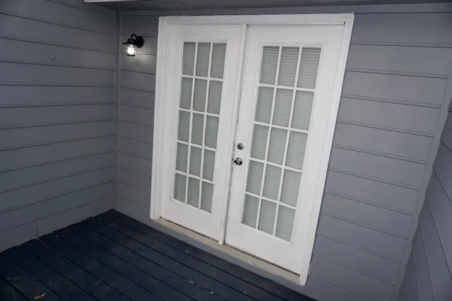 a view of wooden door