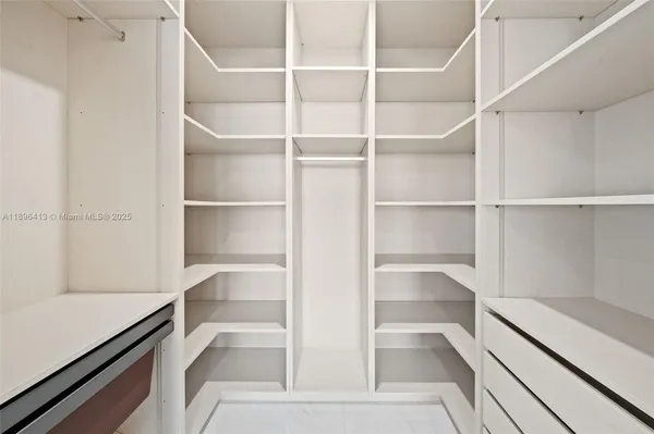 a view of a room with shelves