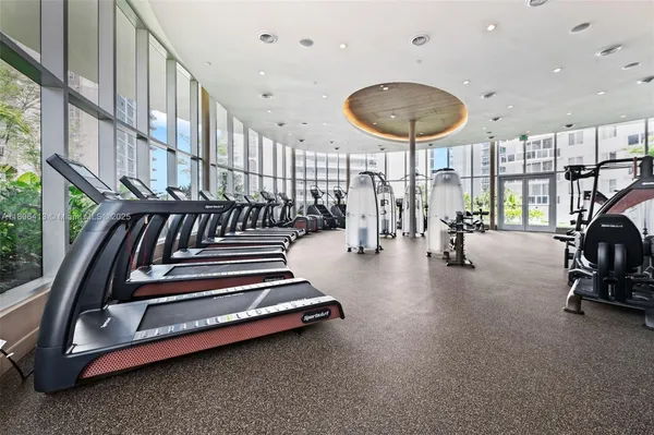 a gym hall with exercise machine