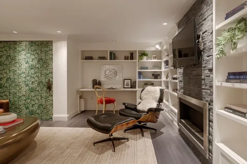 a workspace with furniture