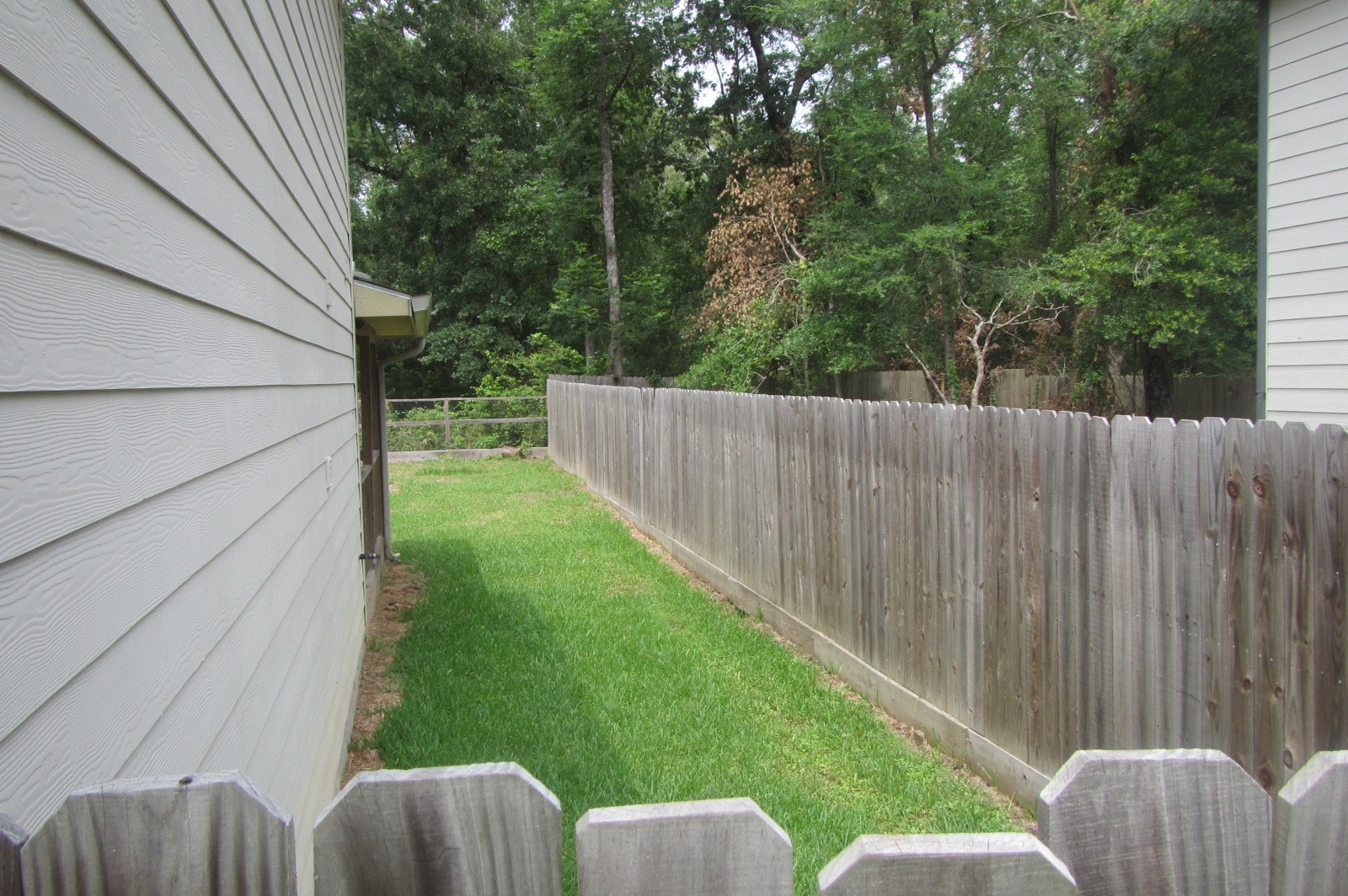 28612 Netawake Court Point Blank, TX 77364 - Photo 8 of 14 a view of backyard with green space and trampoline