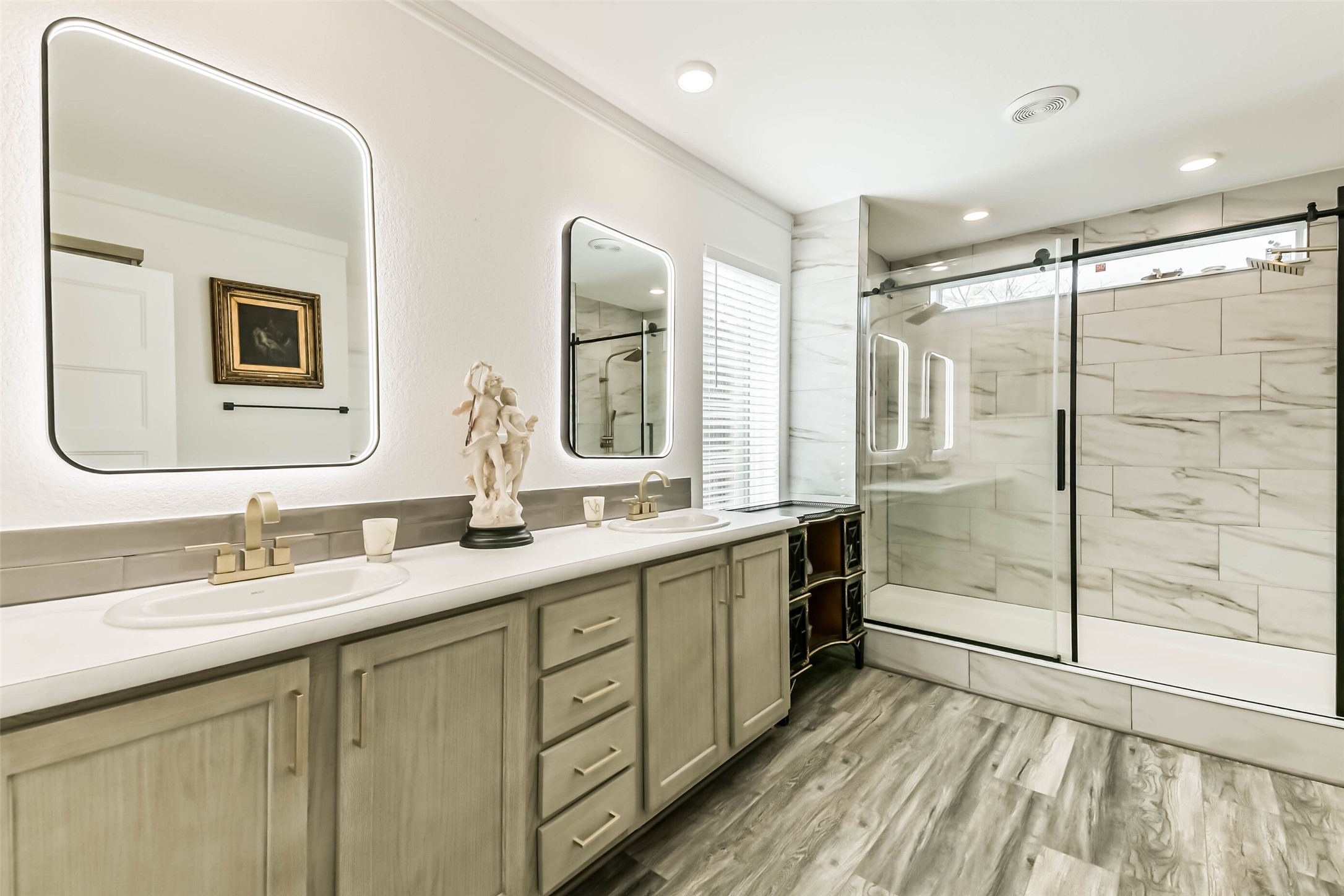 17700 Fregia Road Hull, TX 77564 - Photo 17 of 42 Enjoy your Master Bath retreat with oversized shower, 3 back-lit mirrors & vanity area.