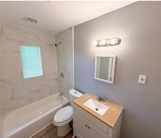 a bathroom with a sink toilet and vanity