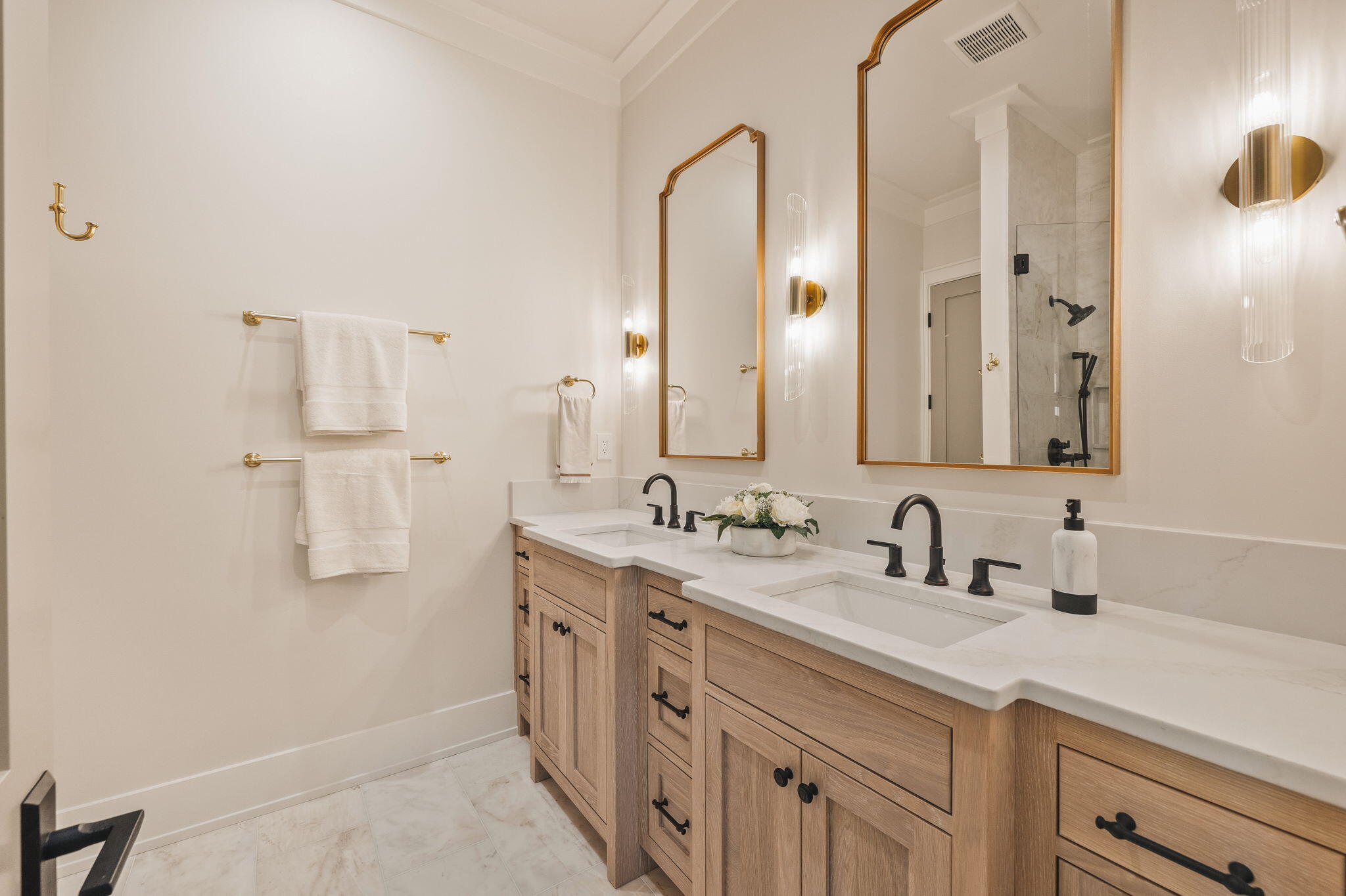157 Blue Lake Road Santa Rosa Beach, FL 32459 - Photo 46 of 83 a bathroom with a double vanity sink mirror and