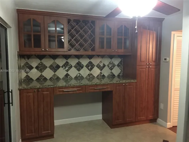 a view of wooden cabinets