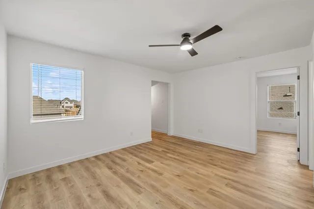 a view of an empty walk in closet