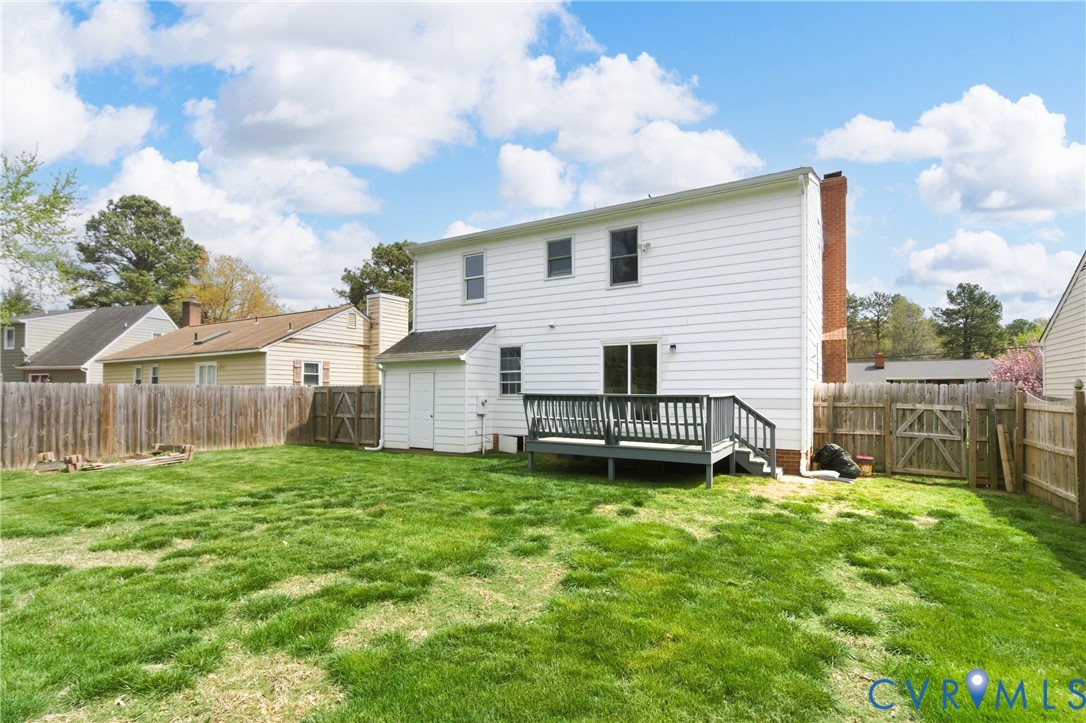 1318 Robindale Road North Chesterfield, VA 23235 - Photo 2 of 39 Back of Home, Deck, Attached Shed, Privacy Fence &