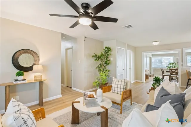 a living room with furniture