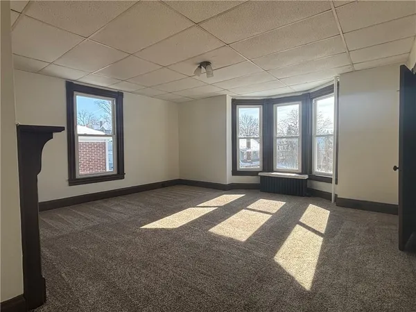 an empty room with windows