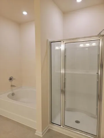 a bathroom with a bathtub