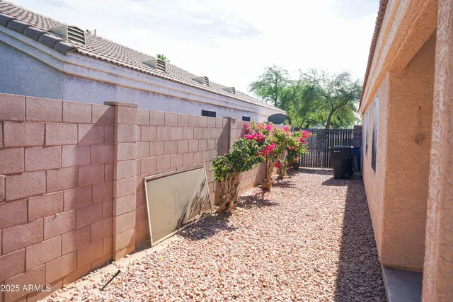 an aerial view of a swimming pool