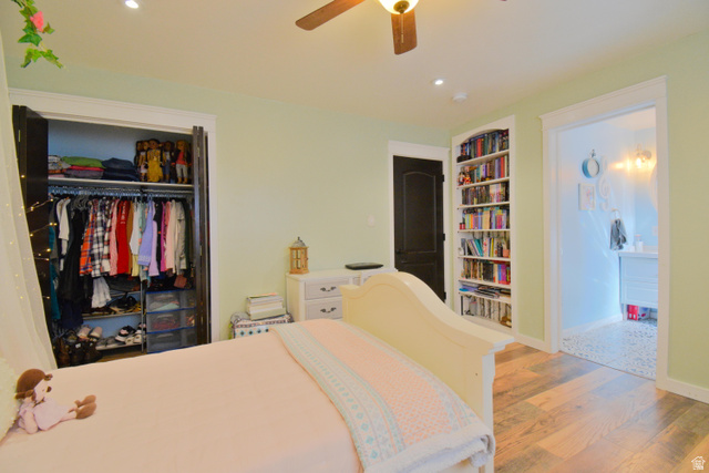 656 South Bullion Canyon Road Marysvale, UT 84750 - Photo 22 of 57 Bedroom featuring wood finished floors, ceiling fan, and a closet