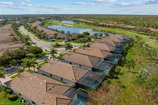 an aerial view of a house with a outdoor space