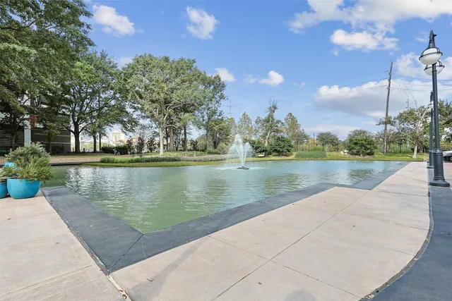 a living room with furniture a rug potted plant and a large window