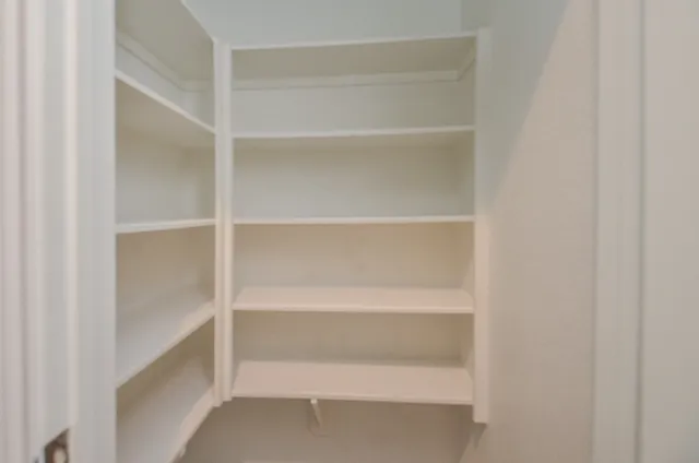 a view of an empty walk in closet