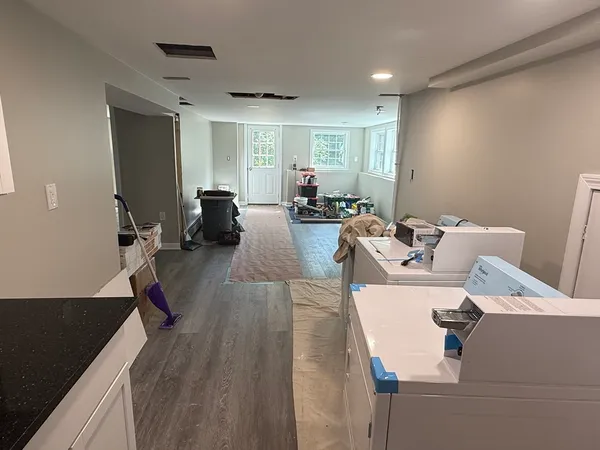 a living room with furniture