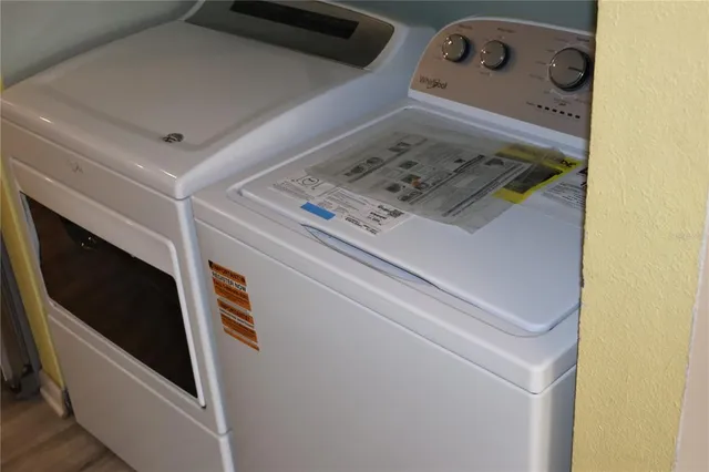 a close up view of washer and dryer