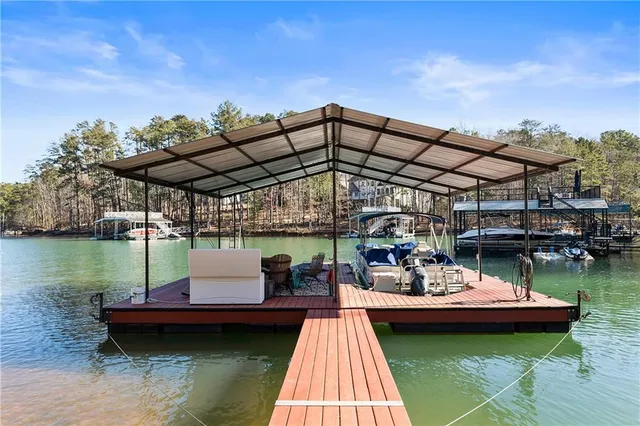 a view of a lake with a mountain