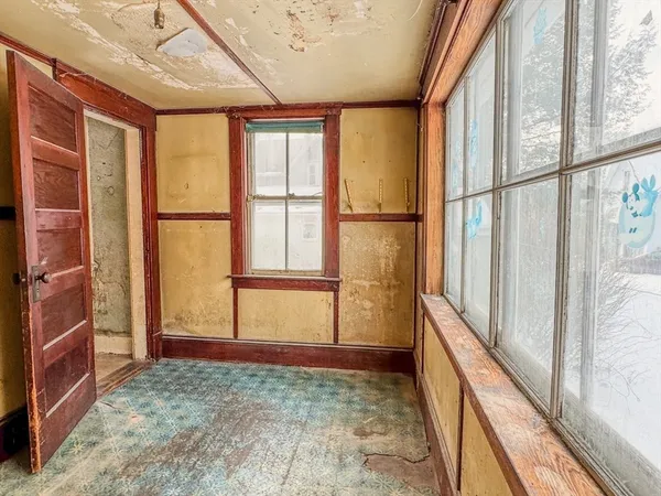 a view of a room with a chandeliers