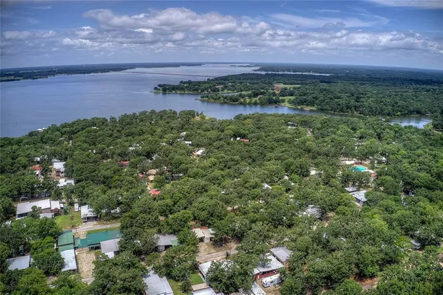 a view of a lake in middle of the forest