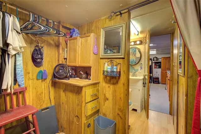 a bathroom with a sink and mirror