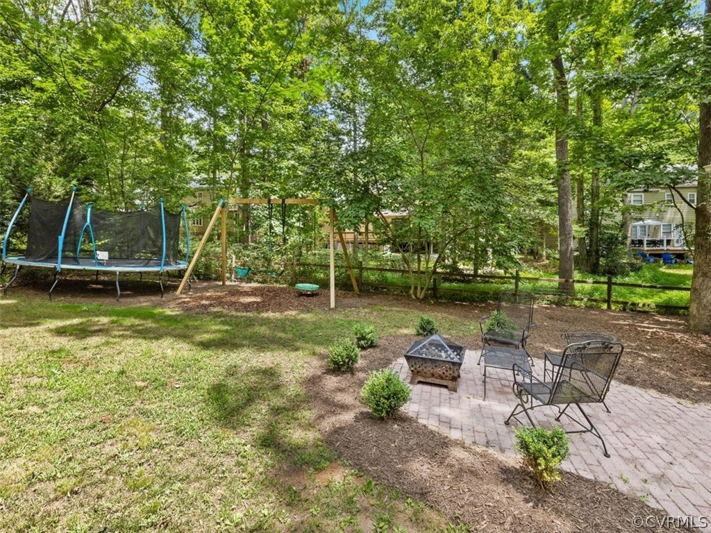 5807 Mill Spring Road Midlothian, VA 23112 - Photo 29 of 33 Rear Yard with Swing Set, Trampoline, and Large Pa