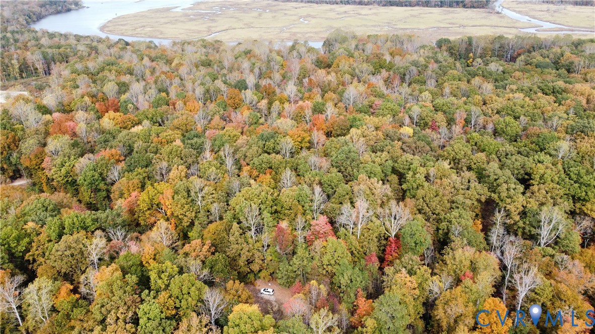 7 Scotland Landing Road West Point, VA 23181 - Photo 19 of 27 Aerial view of a heavily wooded area and a nearby