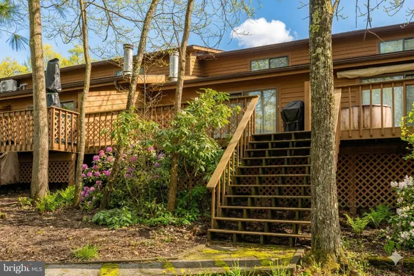 a view of a balcony with door
