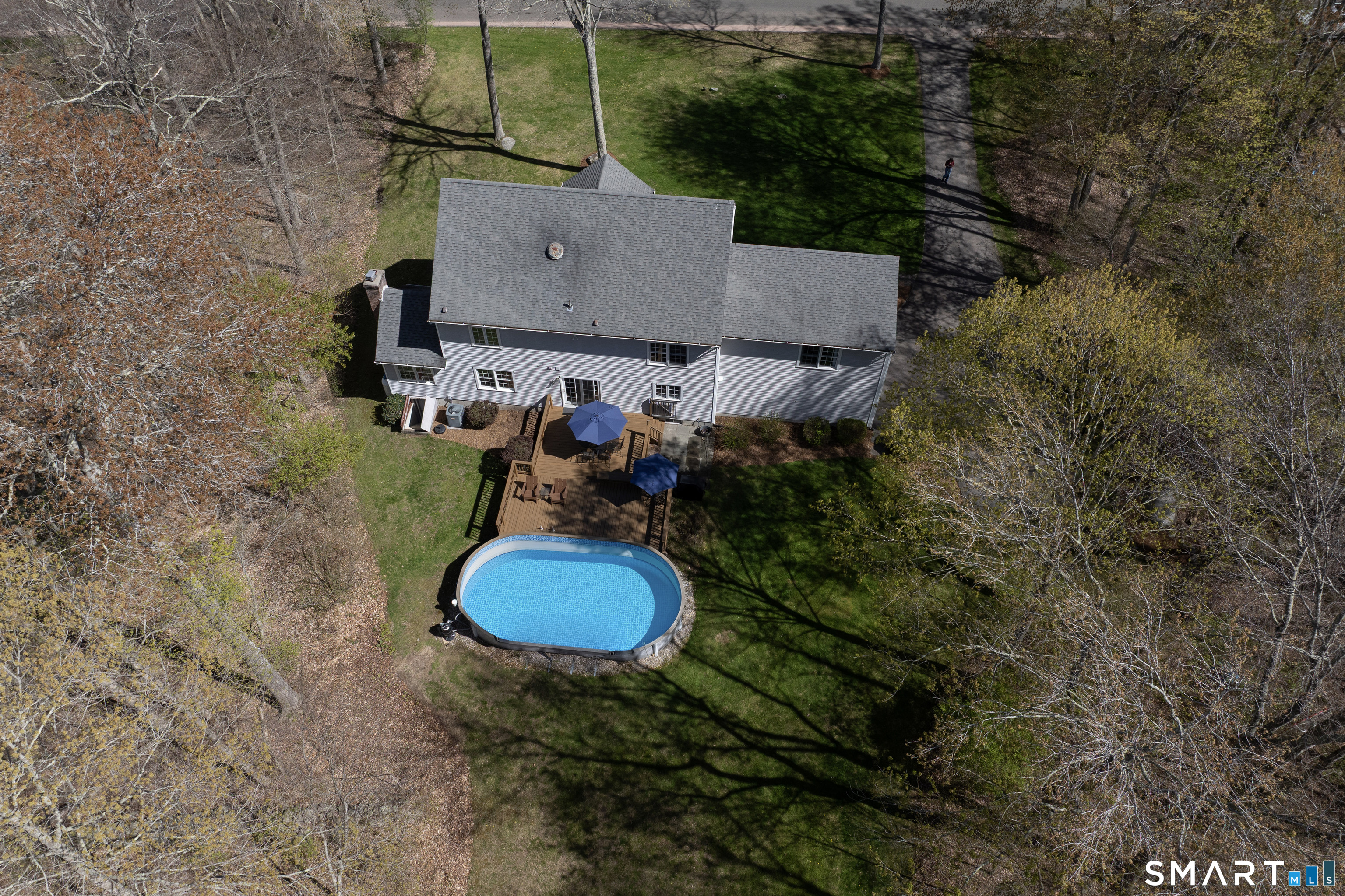 51 Fawn Hill Road Killingworth, CT 06419 - Photo 32 of 37 drone shot of back and pool