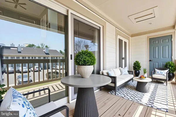 a view of a outdoor seating area with furniture