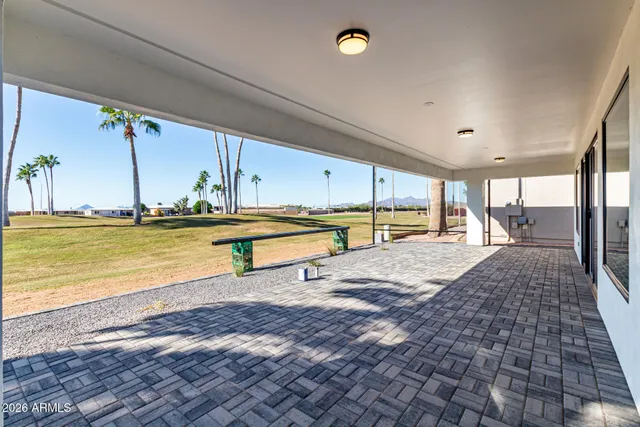 a view of a kitchen with an ocean beach