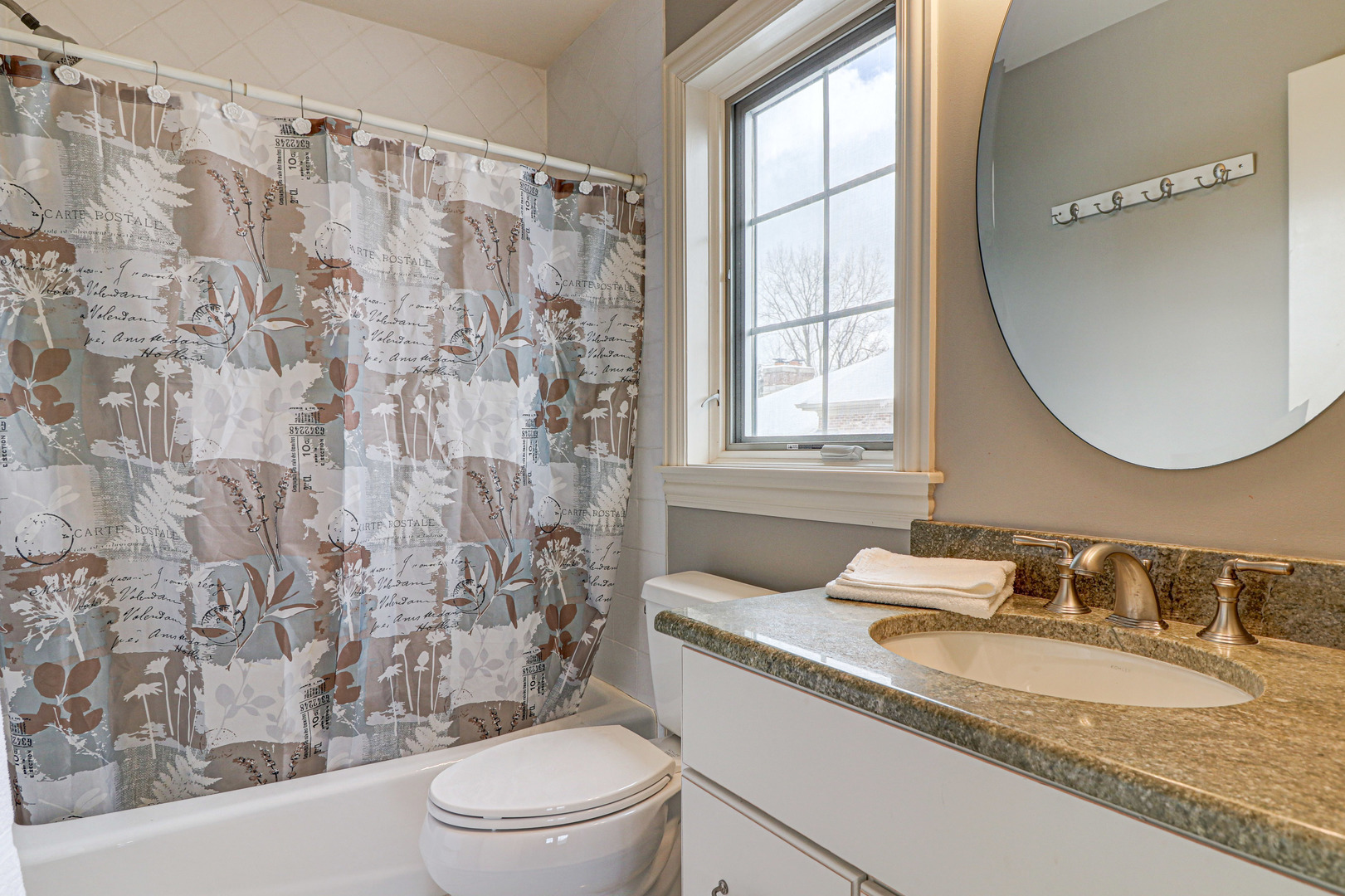 N491 Peter Road Winfield, IL 60190 - Photo 39 of 46 a bathroom with a granite countertop sink toilet a mirror and shower