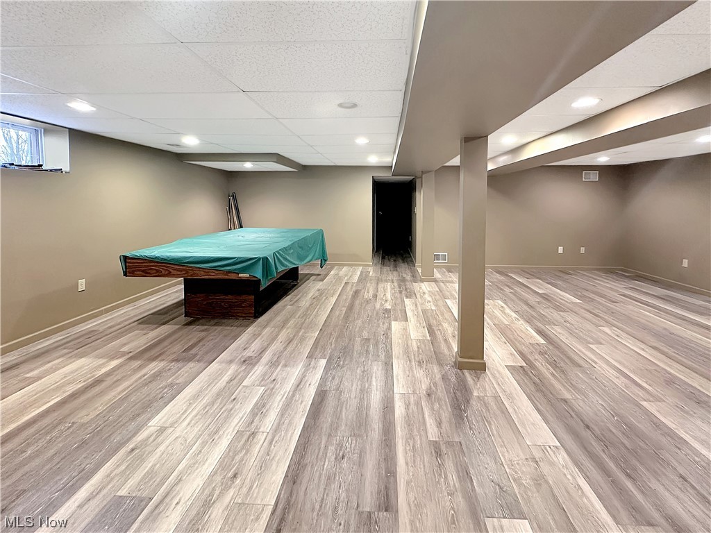 2692 Race Track Road New Cumberland, WV 26047 - Photo 18 of 25 Recreation room featuring light hardwood / wood-style flooring, billiards, and a drop ceiling