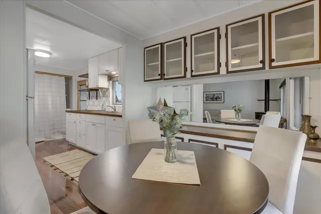 a view of kitchen center island and living room