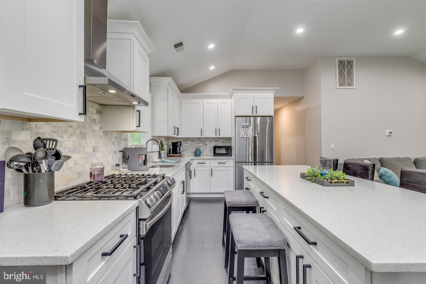 332 Juliustown Road Columbus, NJ 08022 - Photo 15 of 65 a kitchen with white cabinets and appliances