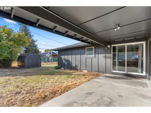 a view of a house with a patio