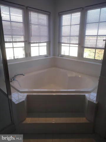 a bathroom with bathtub and window
