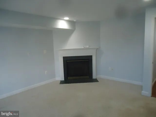 a room with a fireplace