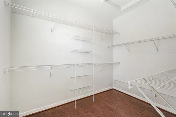 a view of a room with racks on the wall
