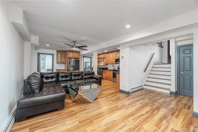 a living room with furniture