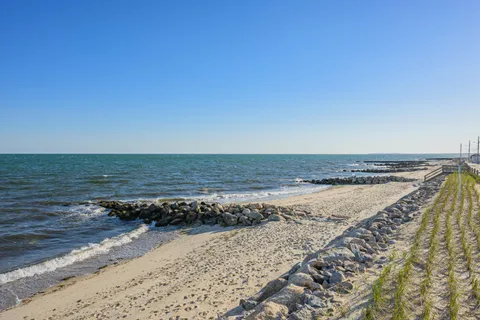 a view of an ocean and beach